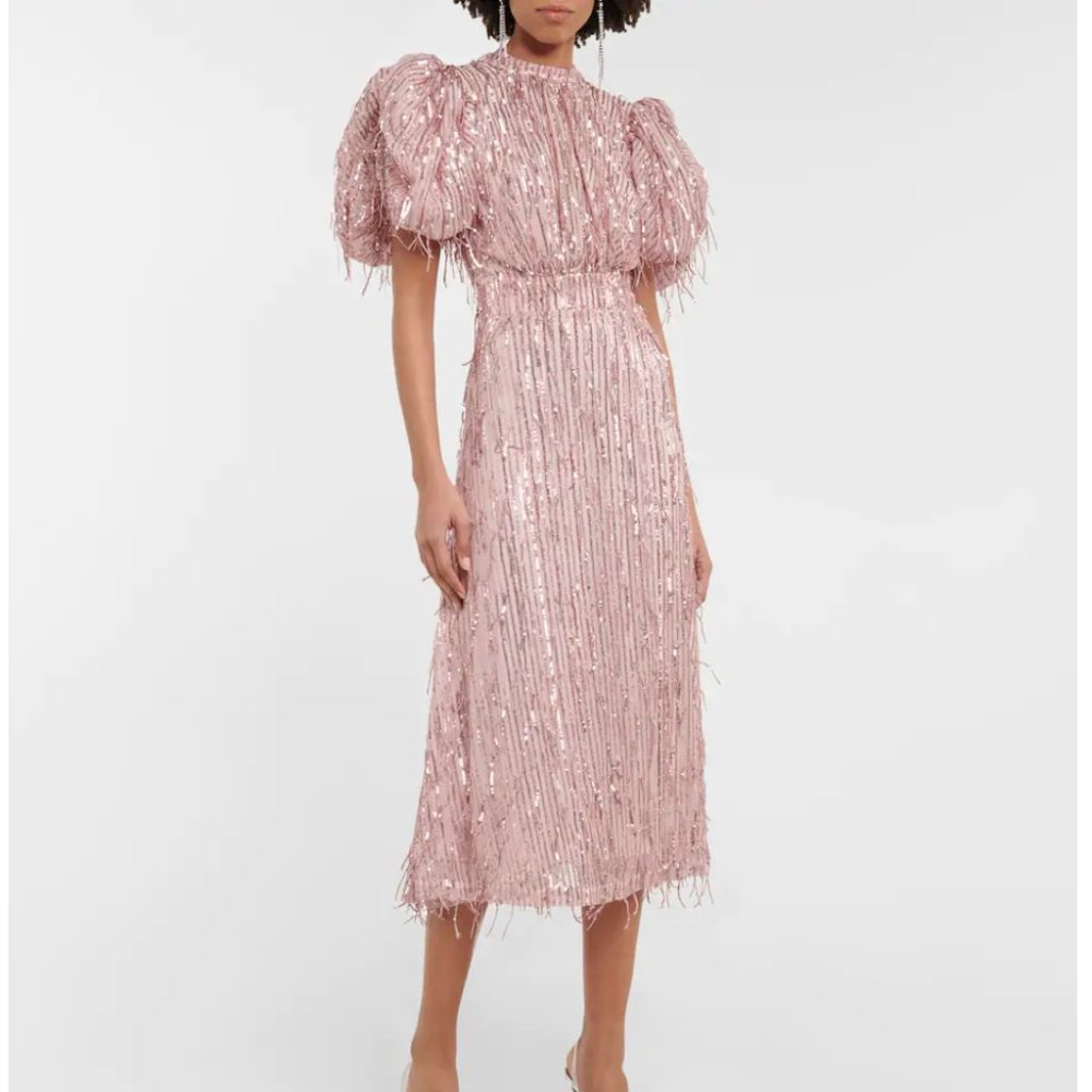 ROTATE BIRGER CHRISTENSEN Sequined puff-sleeve midi dress